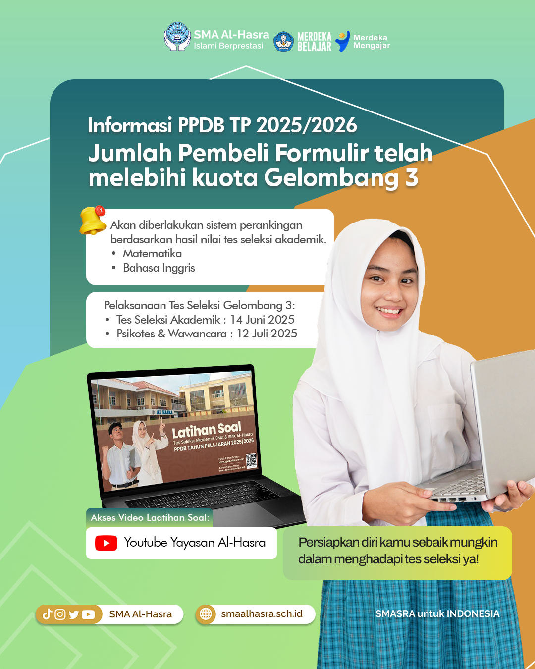 PEMBELIAN FORMULIR ONLINE PPDB SMA AL-HASRA SUDAH DITUTUP