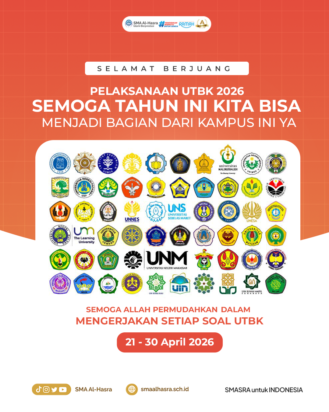 SELAMAT BERJUANG SELURUH SISWA KELAS XII SMA AL-HASRA