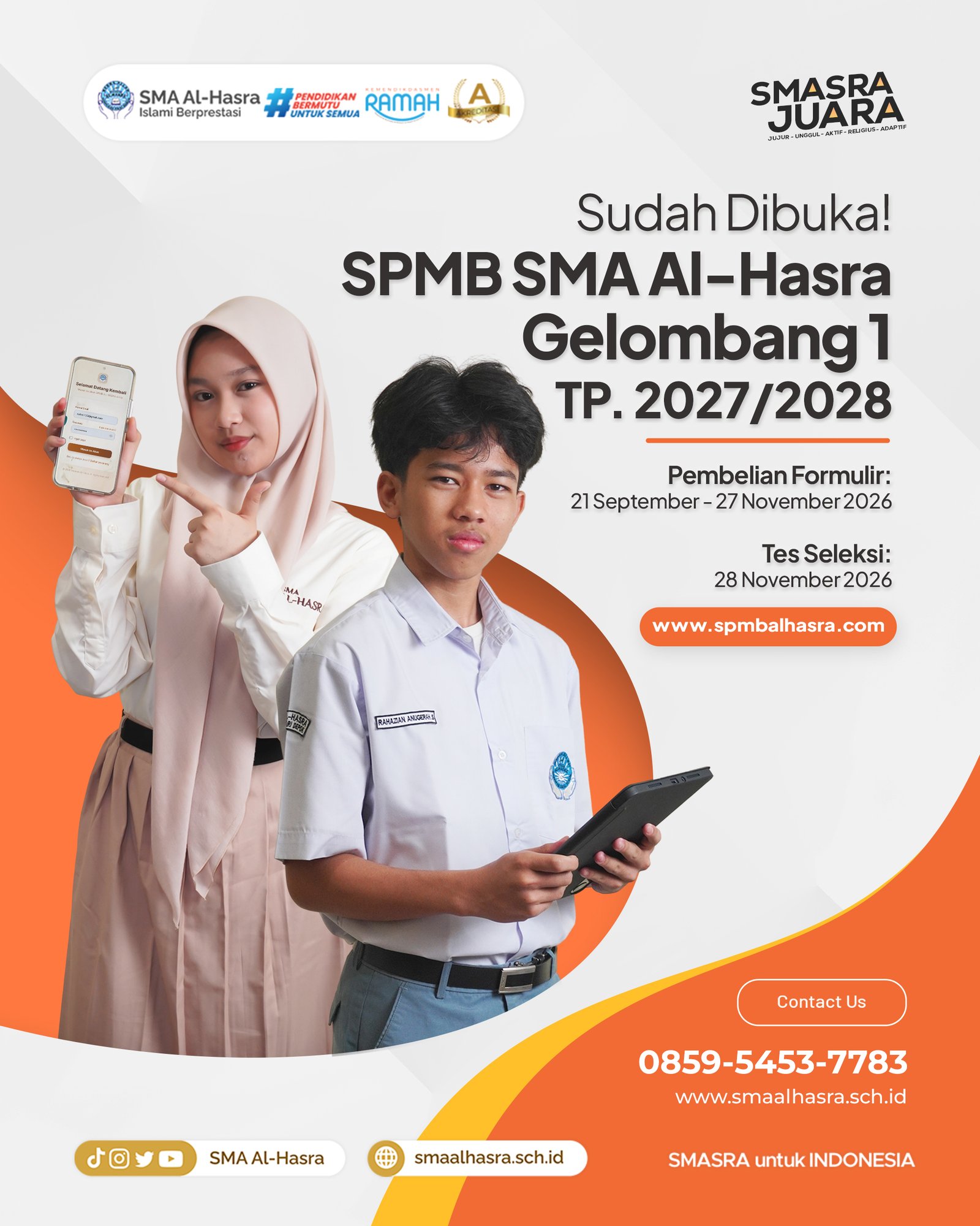 SPMB SMASRA GELOMBANG 1 TAHUN PELAJARAN 2027/2028 SUDAH DIBUKA!