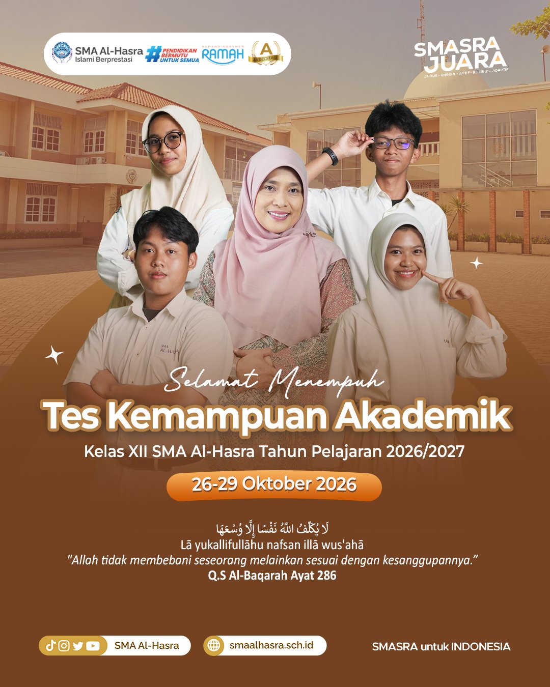 Selamat Menempuh Tes Kemampuan Akademik (TKA) Kelas XII SMA Al-Hasra